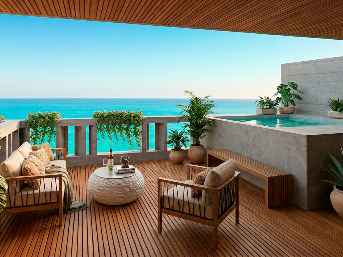 Terraza con vista al mar