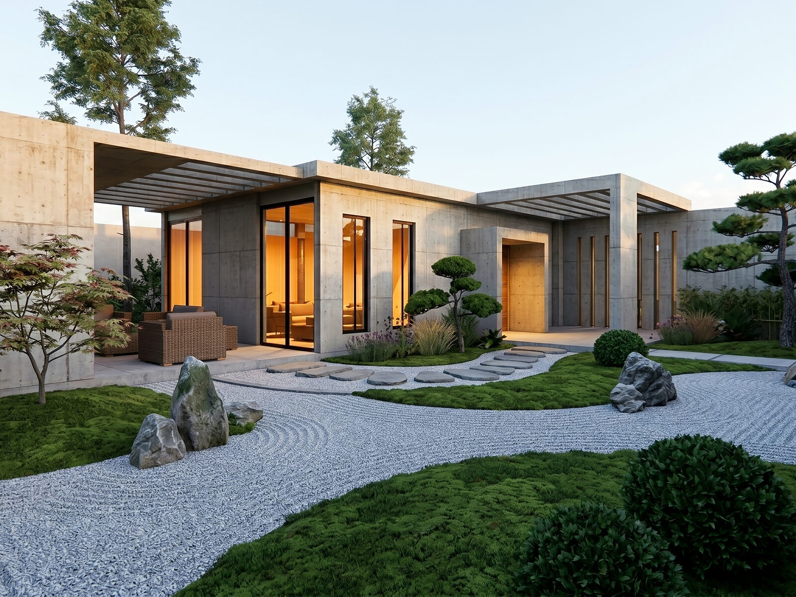 Vivienda de un nivel con jardín